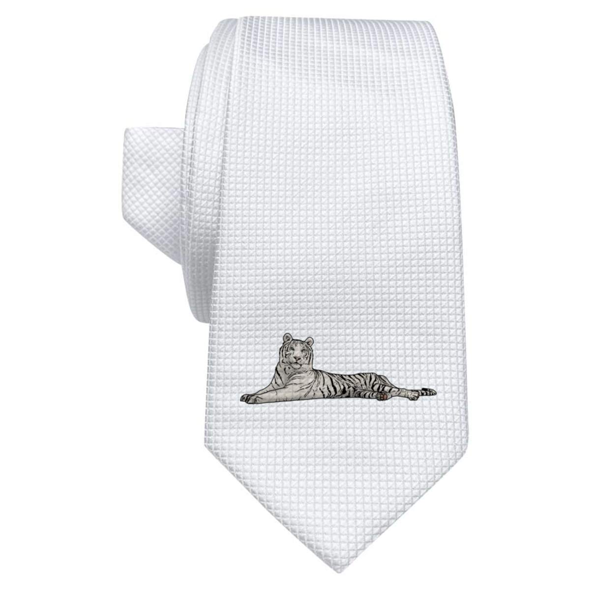 'White Tiger' White Tie / Necktie with Gift Box (AT00010701)