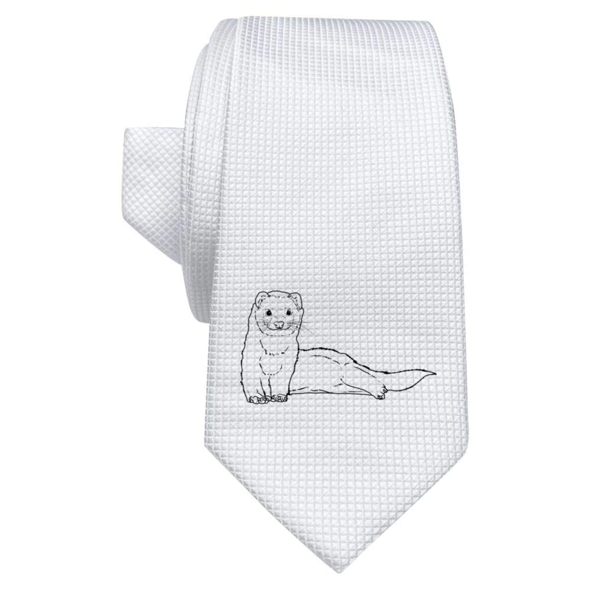 'Ferret' White Tie / Necktie with Gift Box (AT00010753)