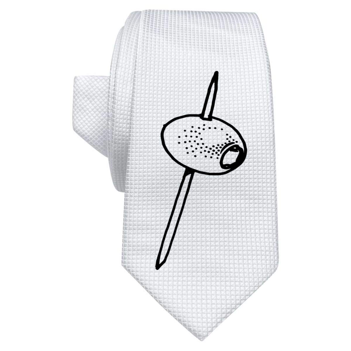 'Olive on Cocktail Stick' White Tie / Necktie with Gift Box (AT00010864)