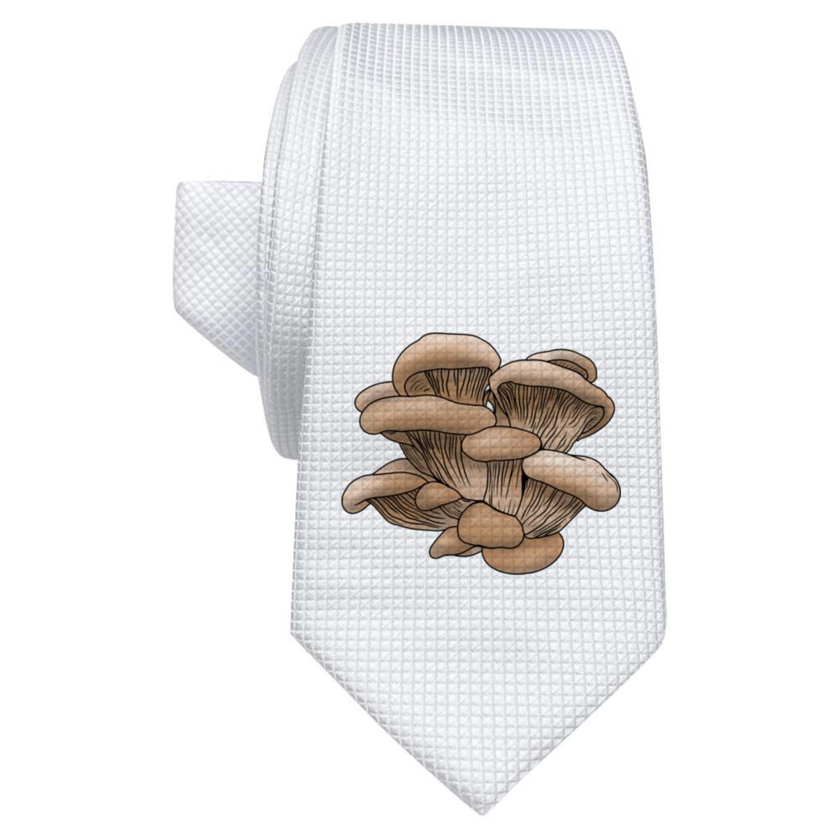 'Oyster Mushrooms' White Tie / Necktie with Gift Box (AT00011140)