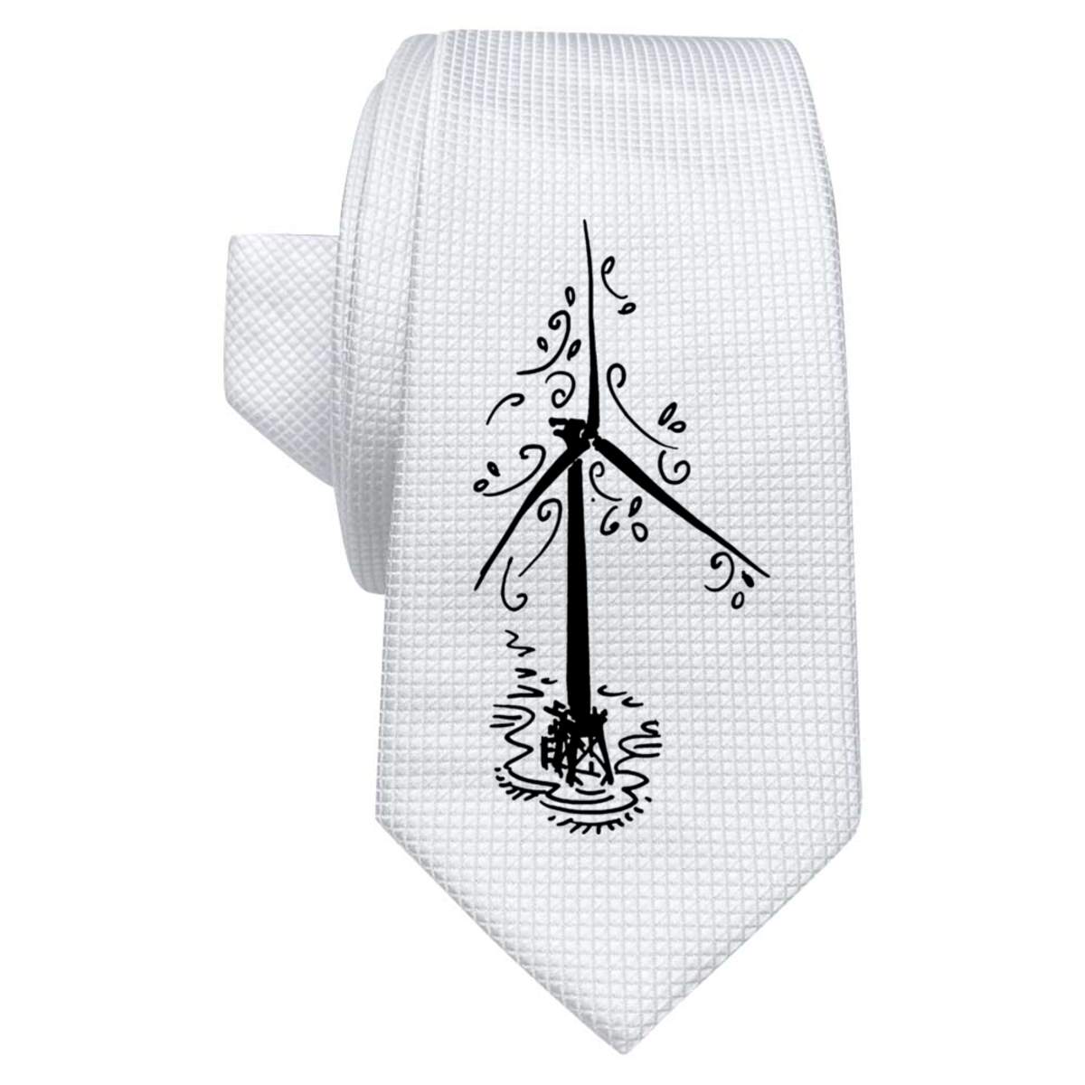 'Wind Turbine' White Tie / Necktie with Gift Box (AT00011264)