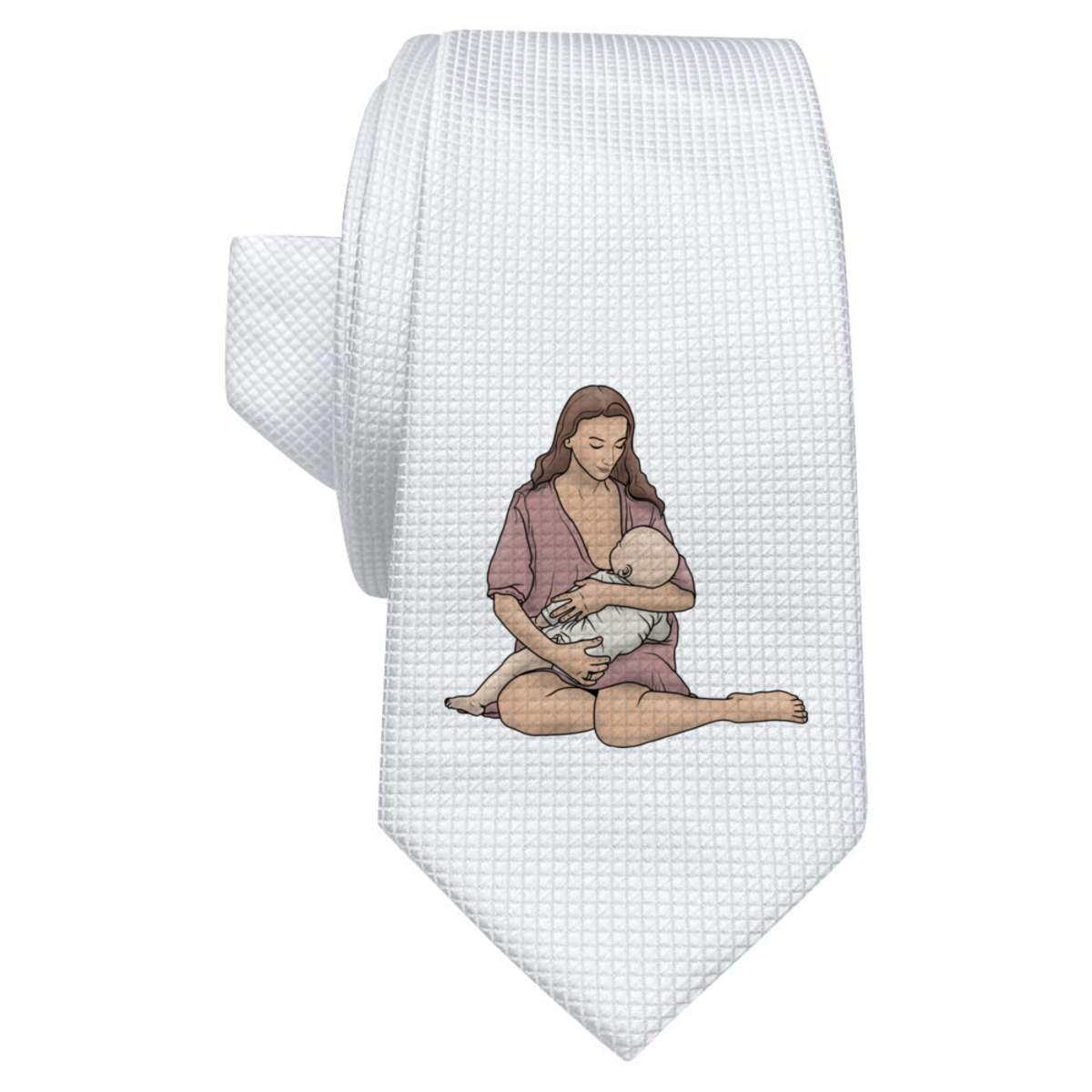 'Breastfeeding Mother' White Tie / Necktie with Gift Box (AT00011377)
