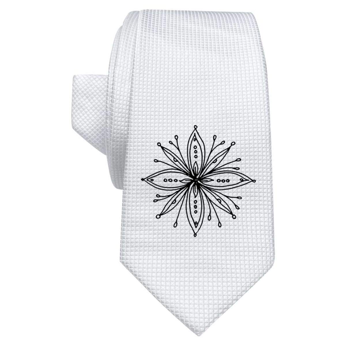 'Abstract Flower' White Tie / Necktie with Gift Box (AT00011807)