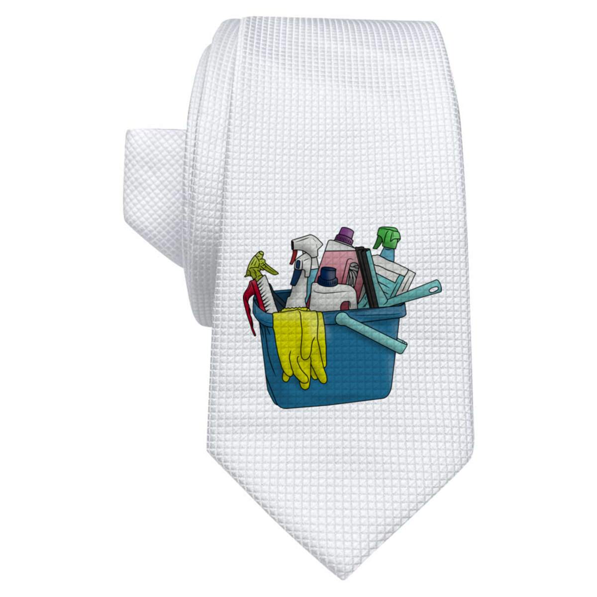 'Cleaning Products' White Tie / Necktie with Gift Box (AT00011925)