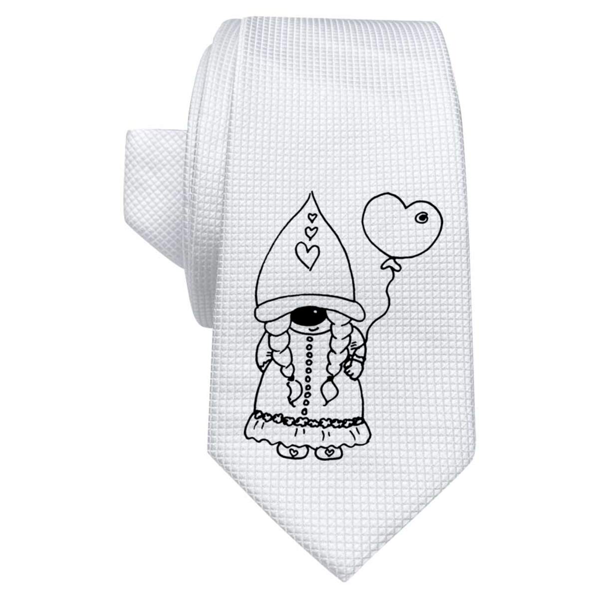 'Gonk With Balloon' White Tie / Necktie with Gift Box (AT00012072)