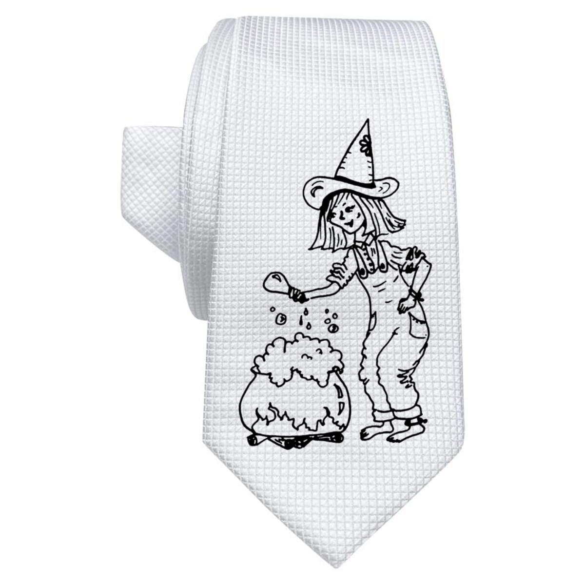 'Witch With Cauldron' White Tie / Necktie with Gift Box (AT00012286)