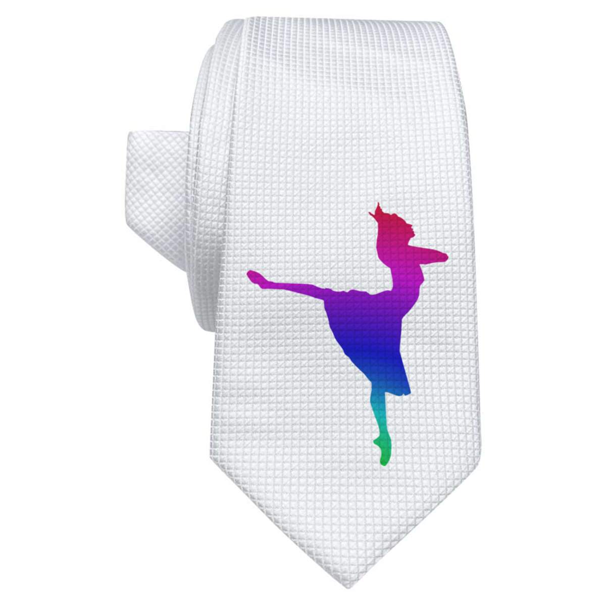 'Colourful Dancer' White Tie / Necktie with Gift Box (AT00012400)