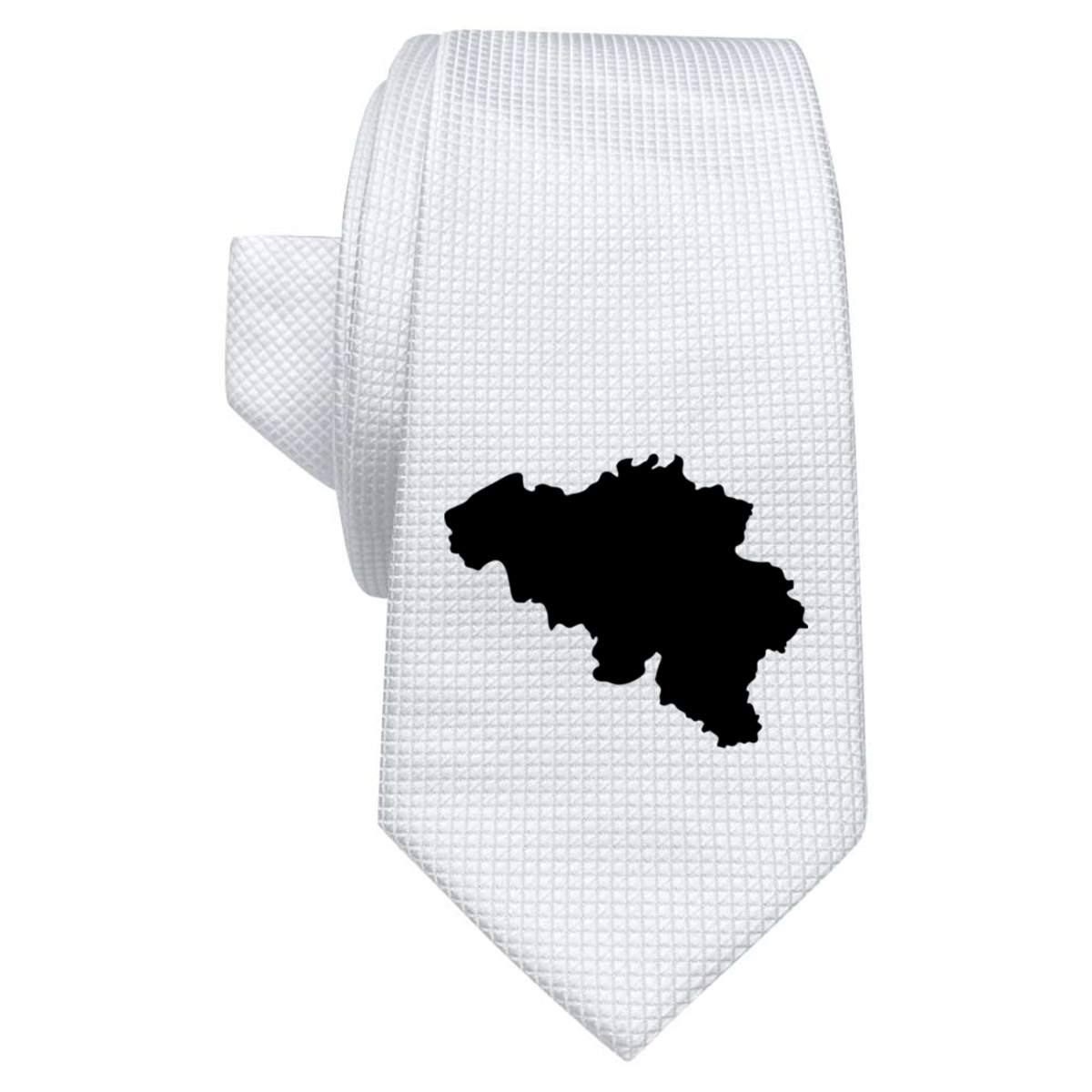 'Belgium Country' White Tie / Necktie with Gift Box (AT00012489)