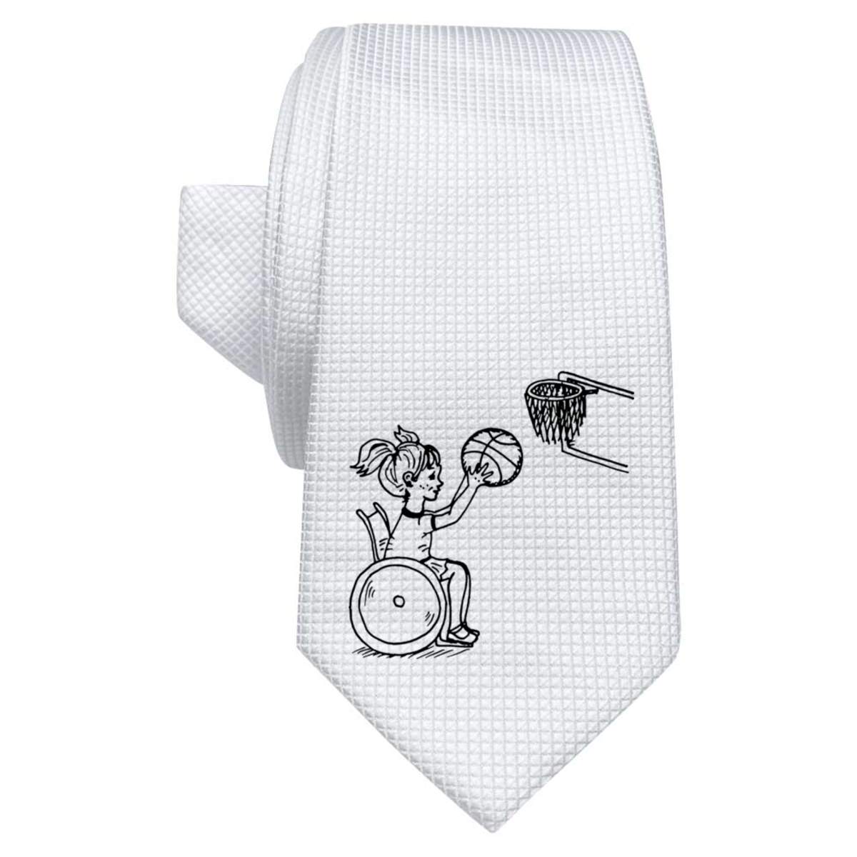 'Disabled Basketball Player' White Tie / Necktie with Gift Box (AT00012750)