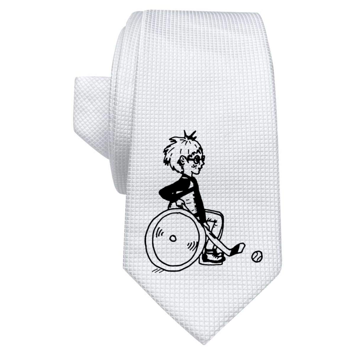 'Disabled Hockey Player' White Tie / Necktie with Gift Box (AT00012778)