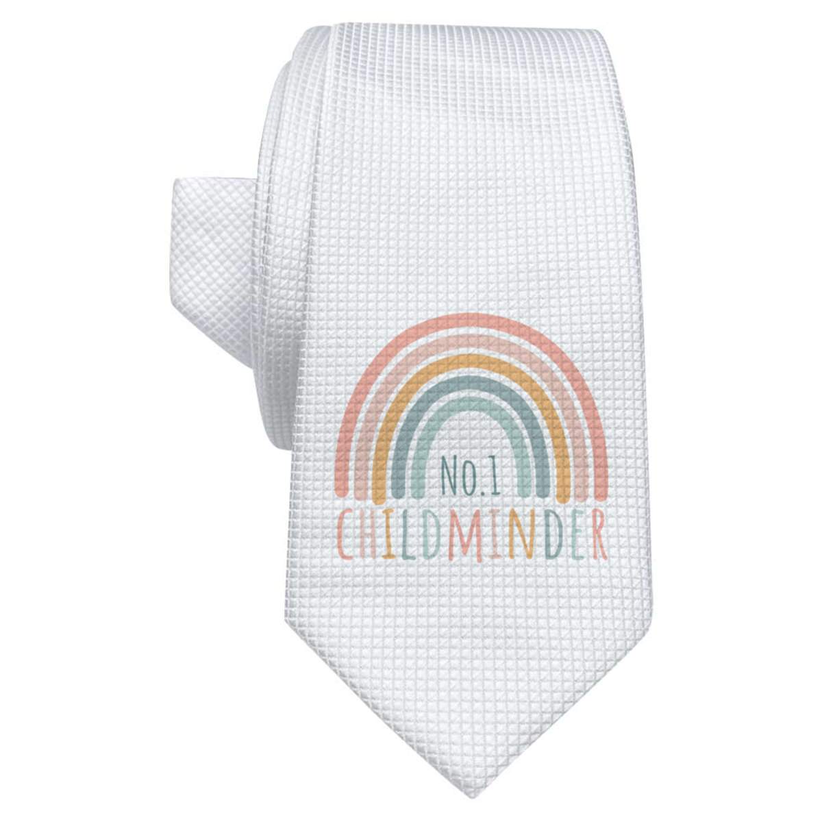 'No.1 Childminder' White Tie / Necktie with Gift Box (AT00012798)