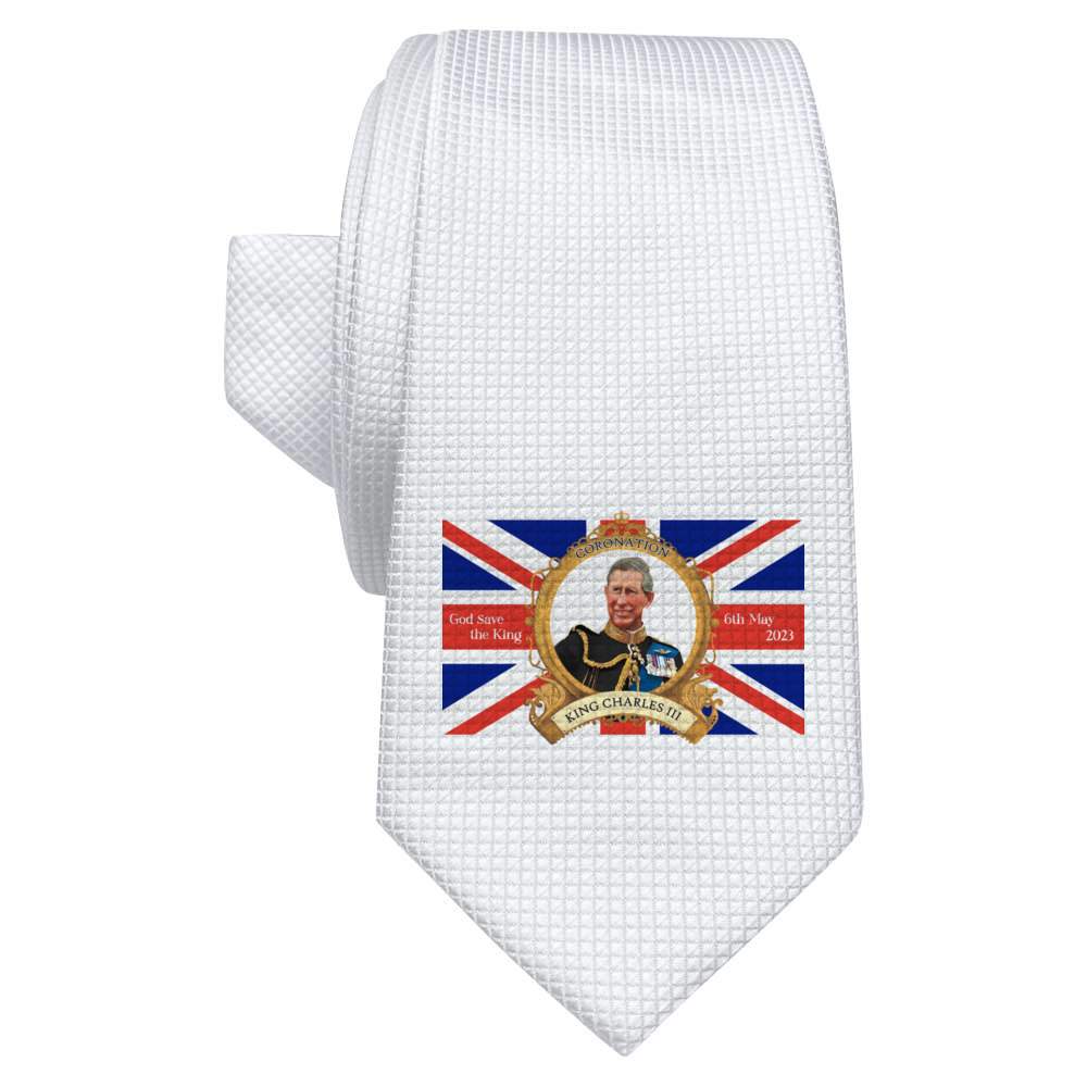 'King's Coronation Union Jack Flag' White Tie with Gift Box (AT00012839)