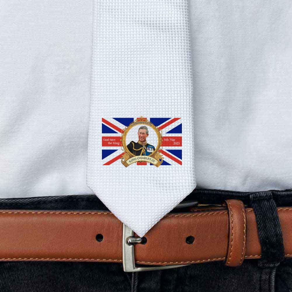 'King's Coronation Union Jack Flag' White Tie with Gift Box (AT00012839) - Picture 4 of 8