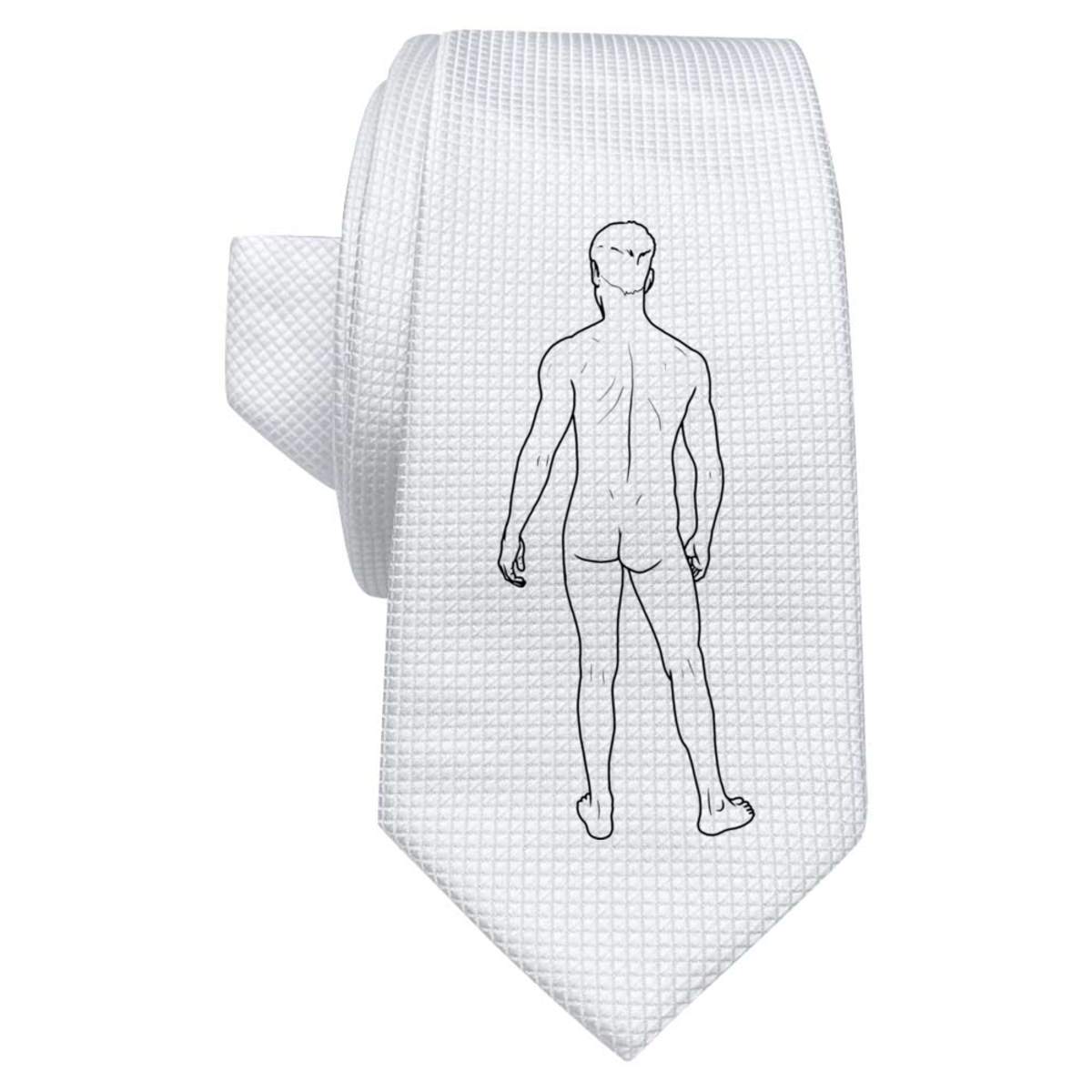 'Man Posing' White Tie / Necktie with Gift Box (AT00012996)