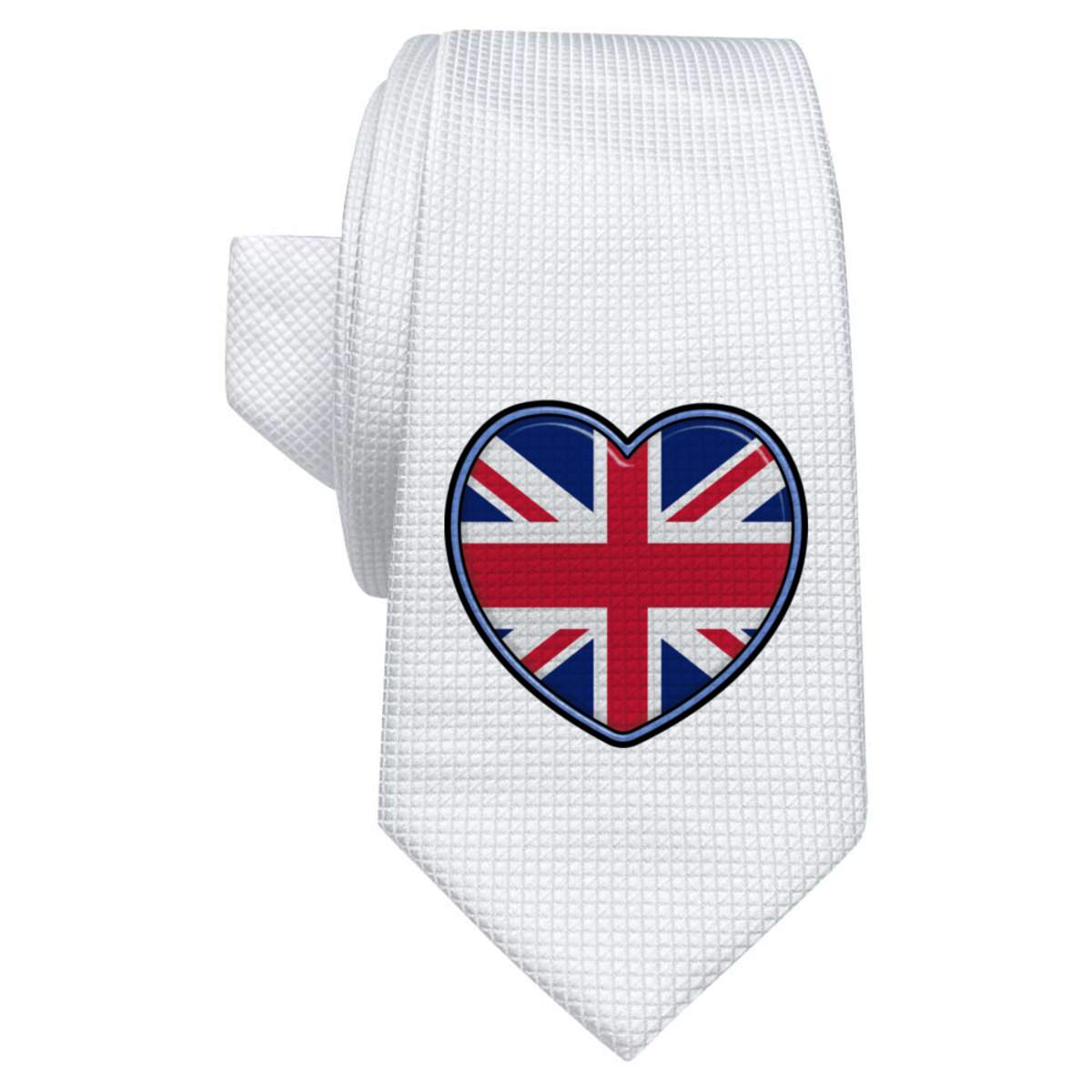 'United Kingdom Heart' White Tie / Necktie with Gift Box (AT00013030)