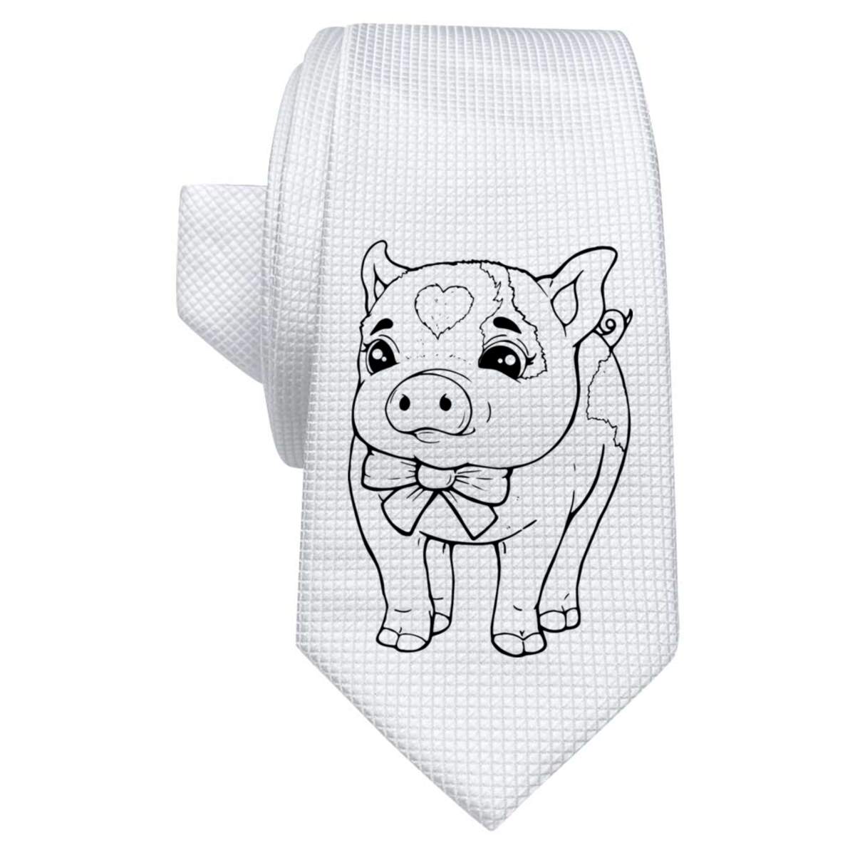 'piglet' White Tie / Necktie with Gift Box (AT00013082)