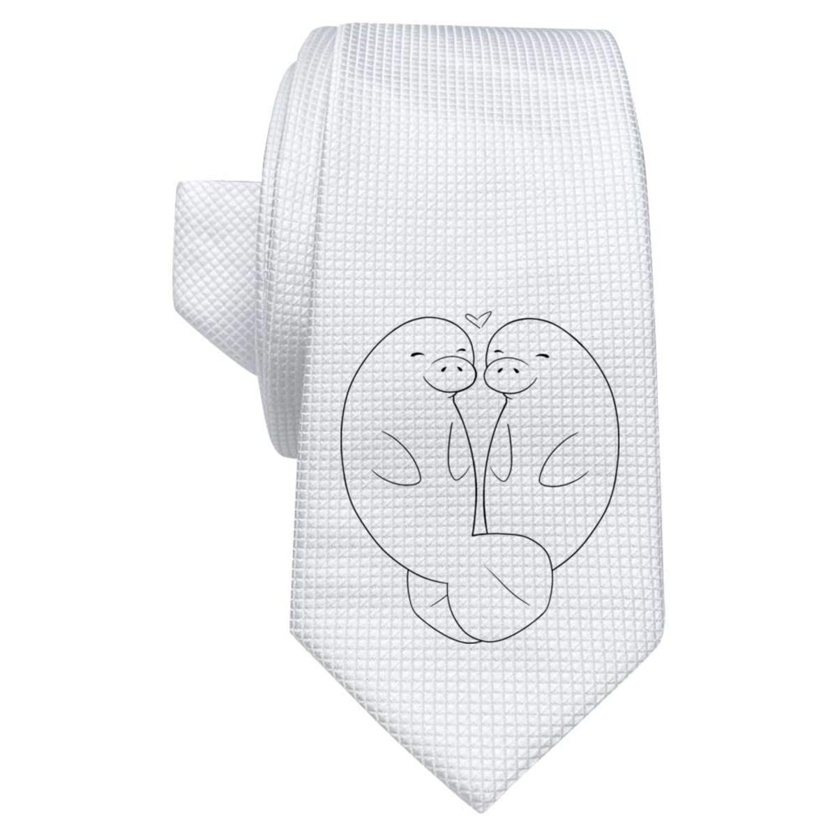 'Love Manatees' White Tie / Necktie with Gift Box (AT00013099)