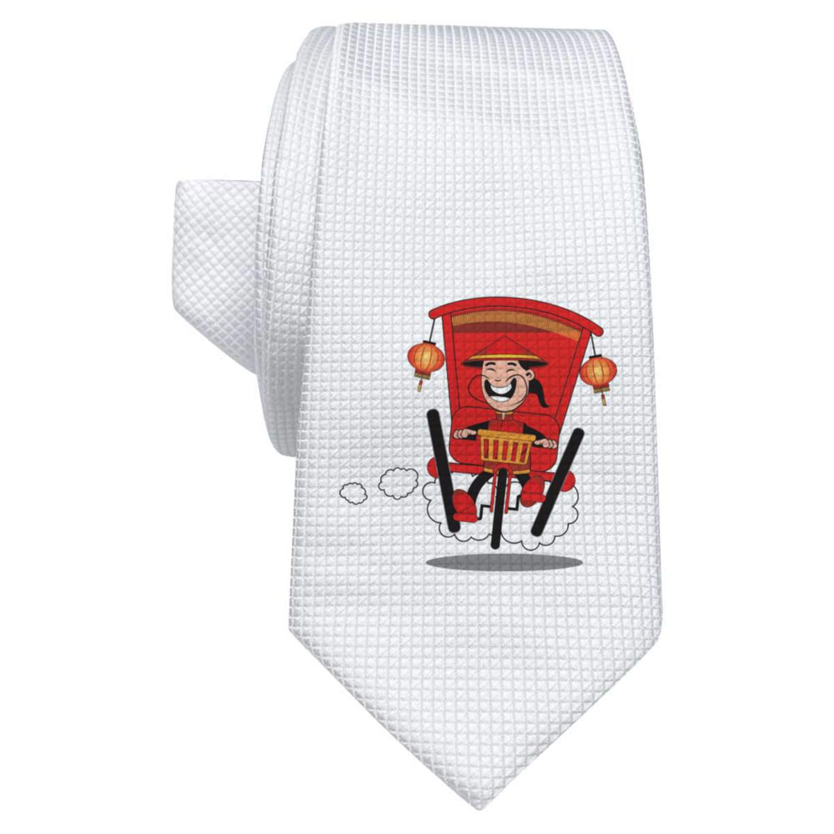 'Rickshaw' White Tie / Necktie with Gift Box (AT00013290)