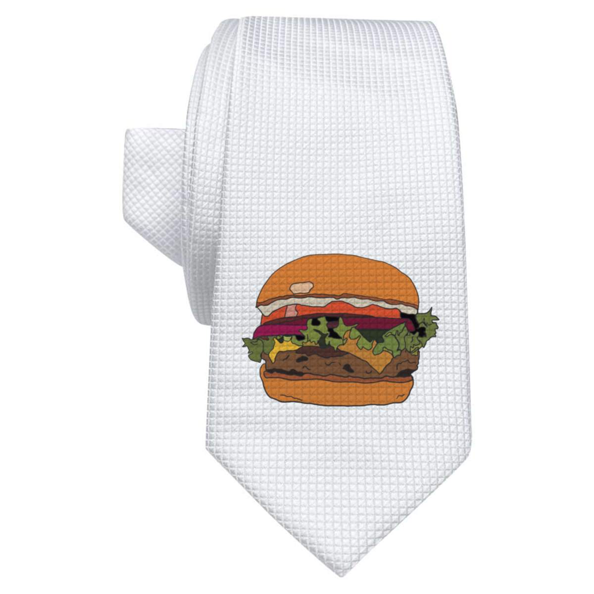 'Juicy Big Cheese Burger ' White Tie / Necktie with Gift Box (AT00013619)