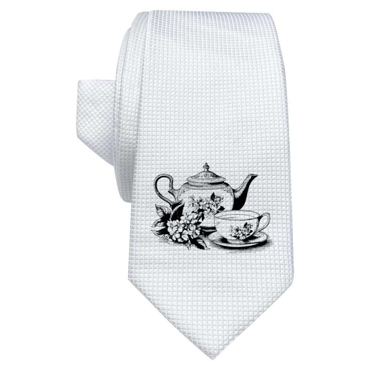 'tea' White Tie / Necktie with Gift Box (AT00013978)