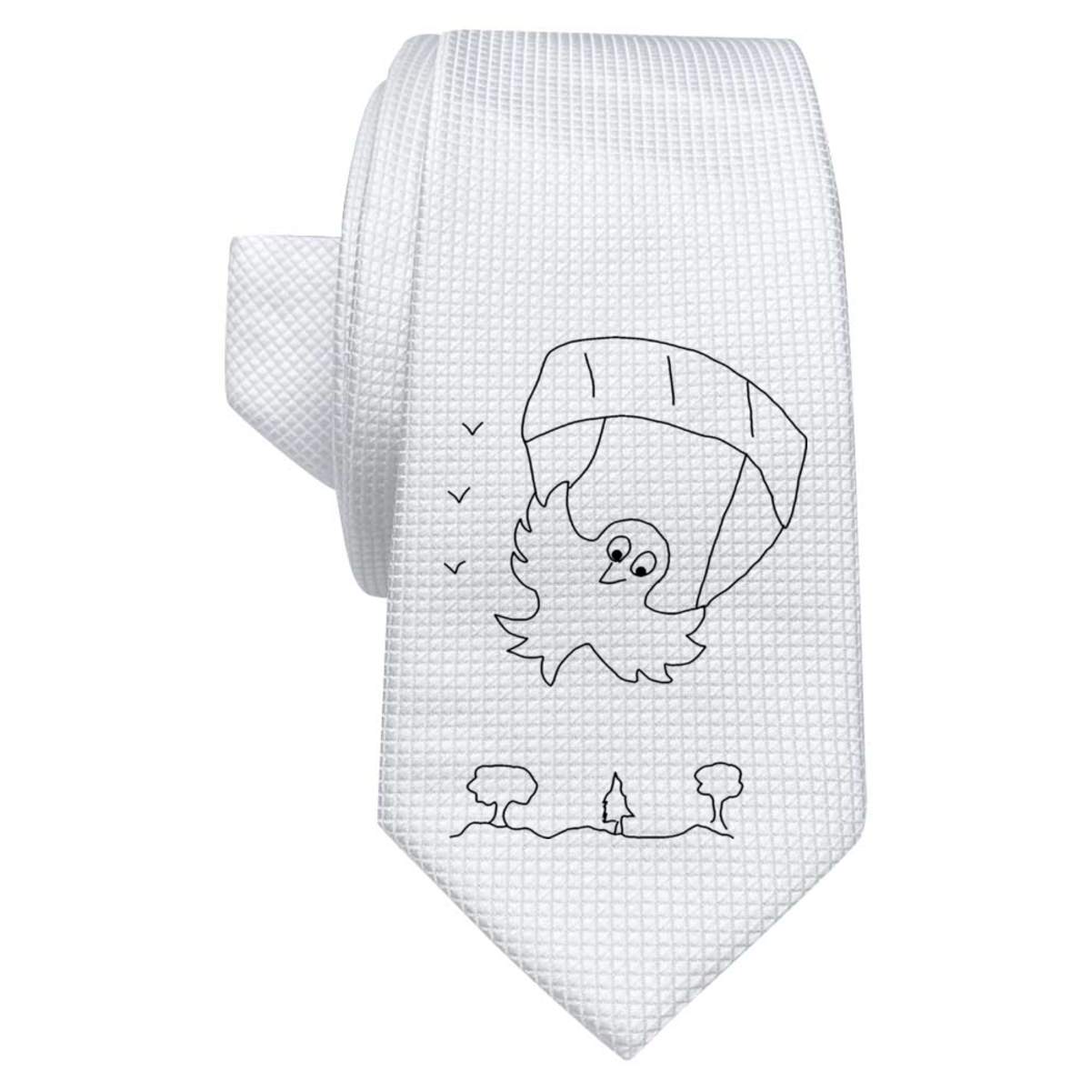 'Chick paragliding ' White Tie / Necktie with Gift Box (AT00014093)