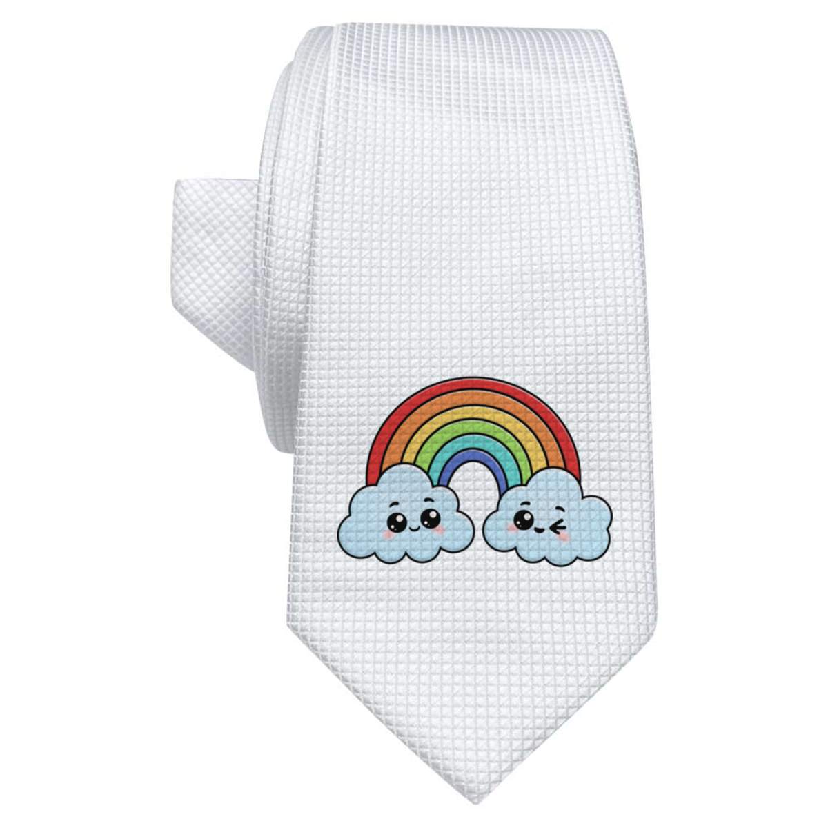 'Cute Rainbow Characters' White Tie / Necktie with Gift Box (AT00014205)