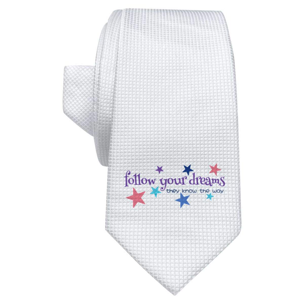 'Follow your dreams' White Tie / Necktie with Gift Box (AT00014262)