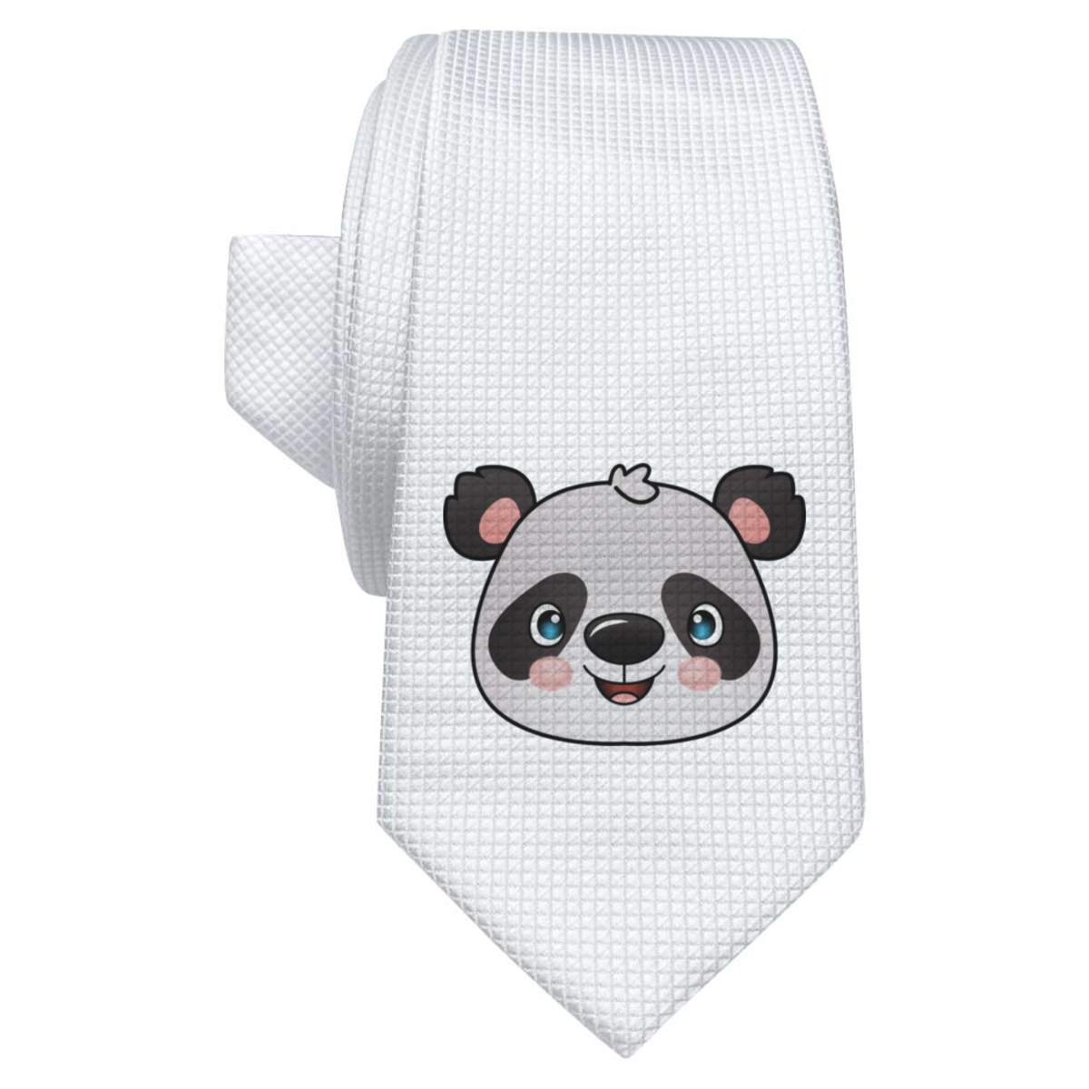 'Happy Panda Face' White Tie / Necktie with Gift Box (AT00014349)