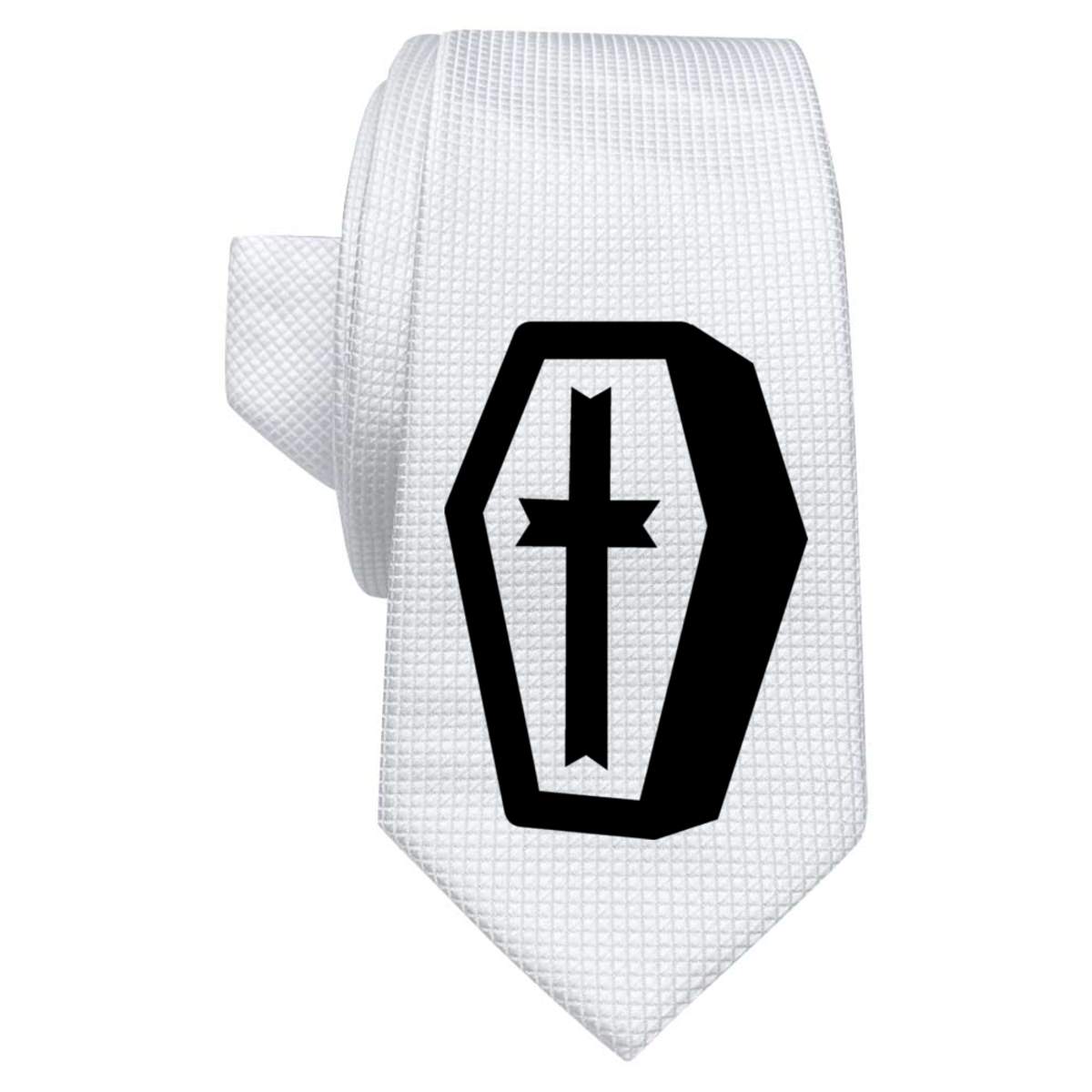 'coffin' White Tie / Necktie with Gift Box (AT00014602)