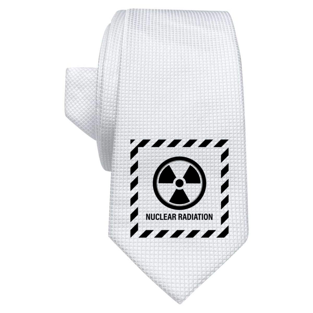 'Nuclear Radiation' White Tie / Necktie with Gift Box (AT00014704)