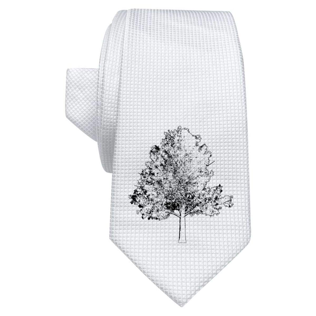 'Sycamore Tree' White Tie / Necktie with Gift Box (AT00014928)