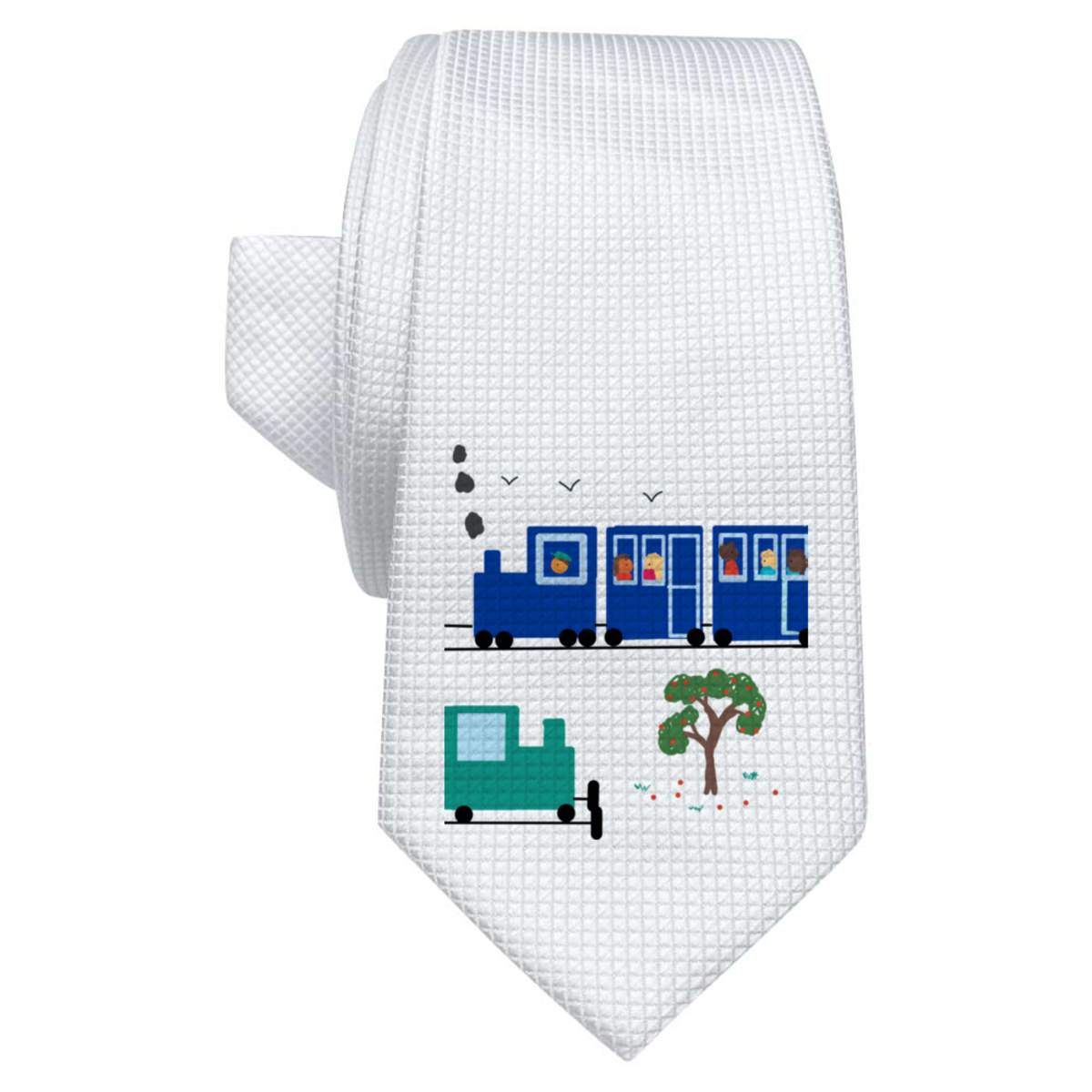 'At the train station' White Tie / Necktie with Gift Box (AT00014973)