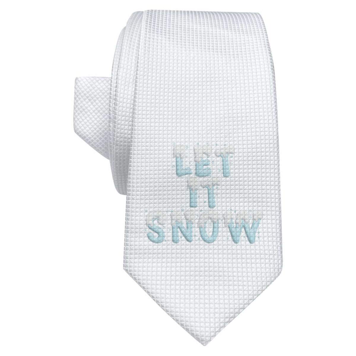 'Let It Snow' White Tie / Necktie with Gift Box (AT00015167)