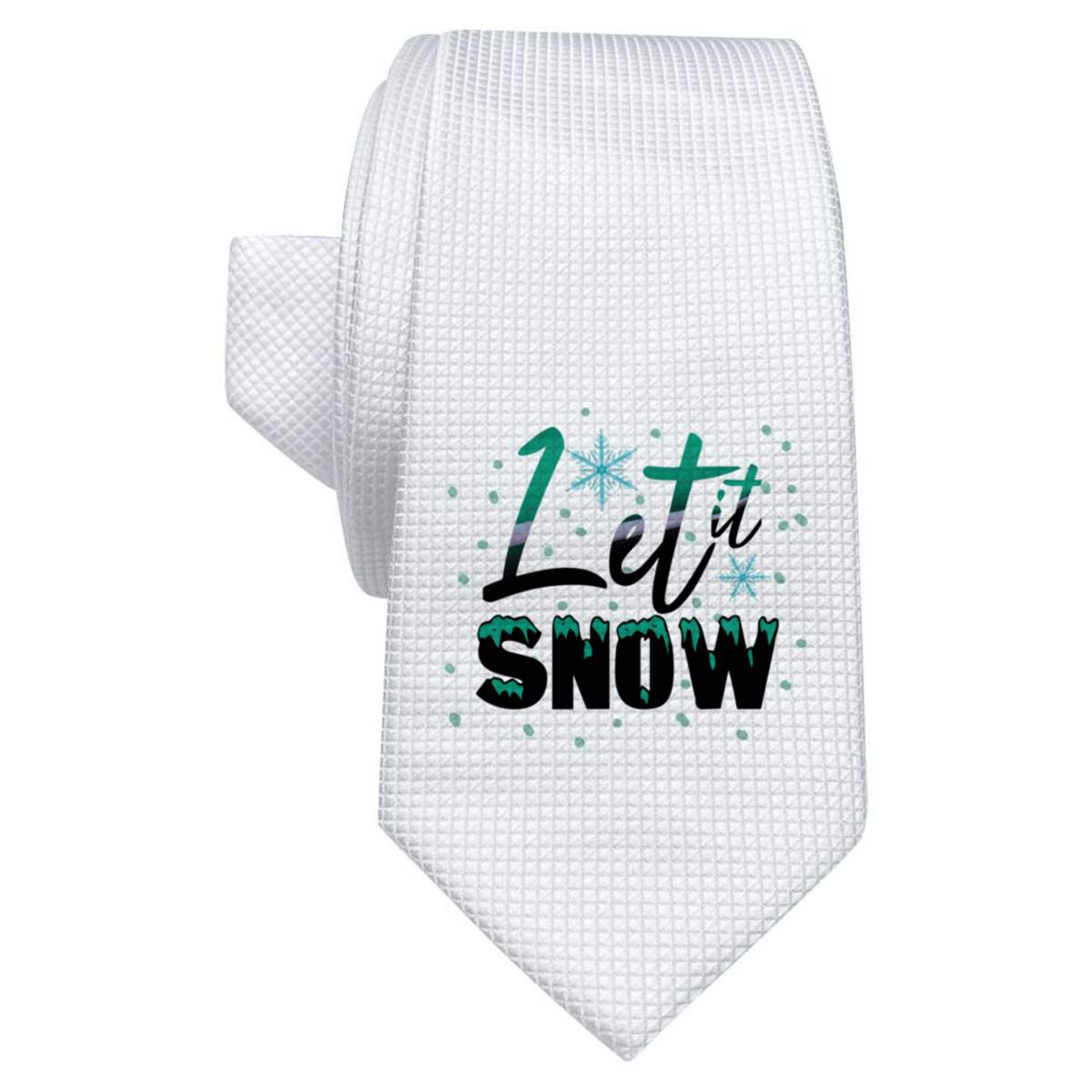 'Let It Snow' White Tie / Necktie with Gift Box (AT00016091)