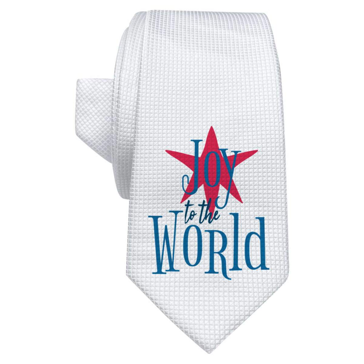'Joy To The World' White Tie / Necktie with Gift Box (AT00016093)