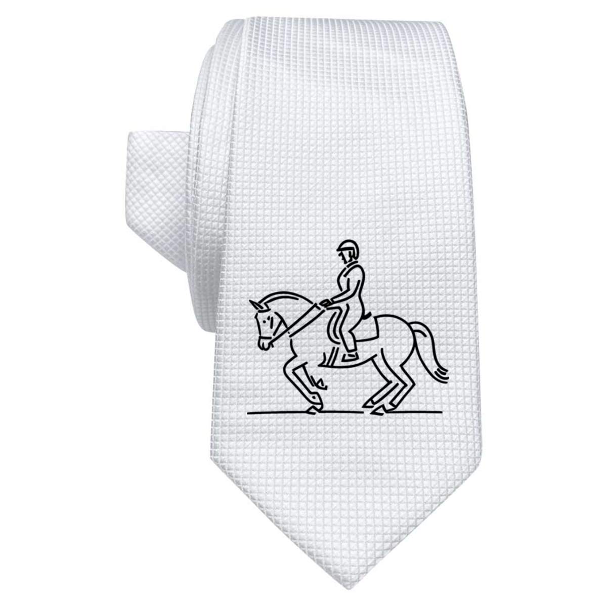 'Dressage Horse Rider' White Tie / Necktie with Gift Box (AT00016365)