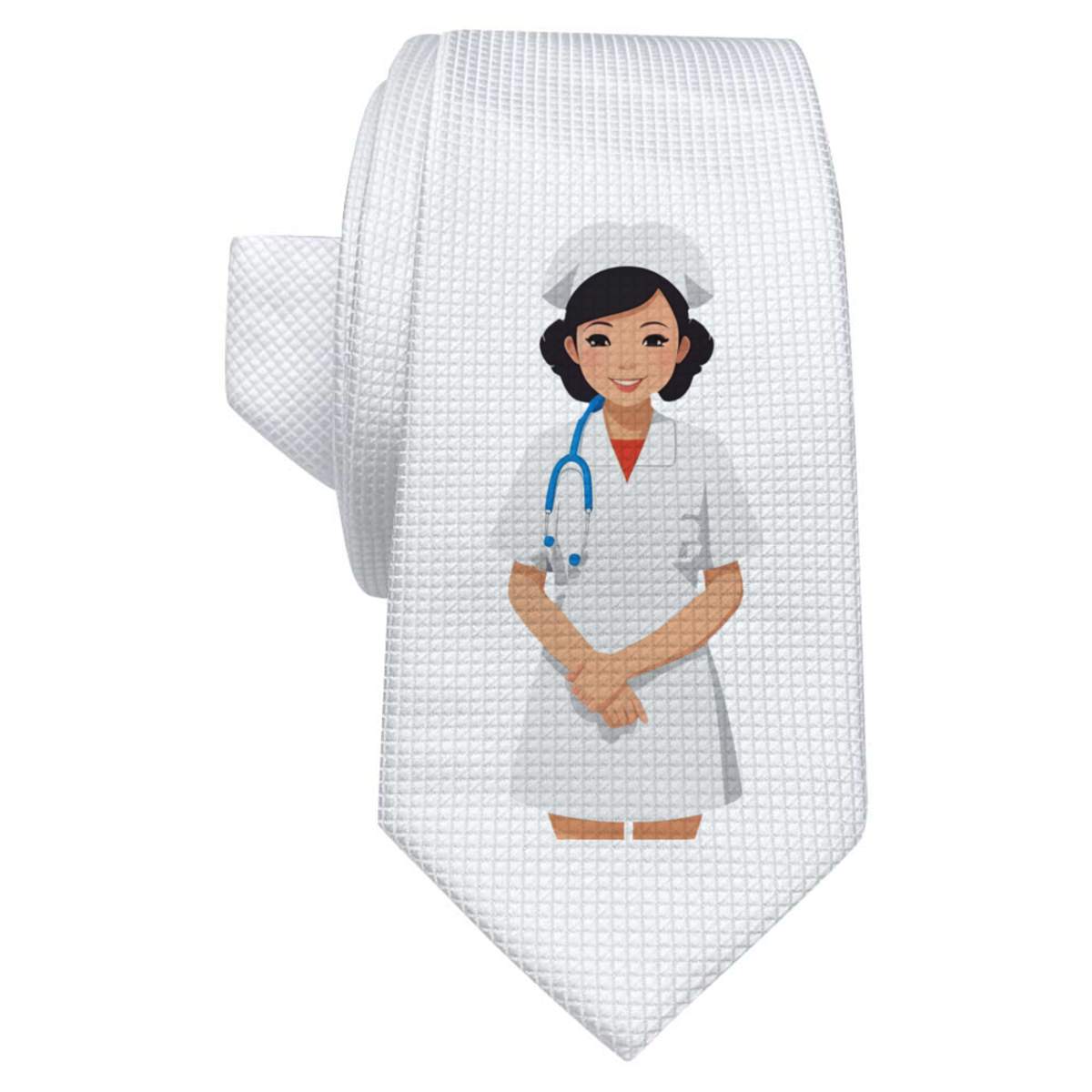 'Smiling Nurse' White Tie / Necktie with Gift Box (AT00016465)