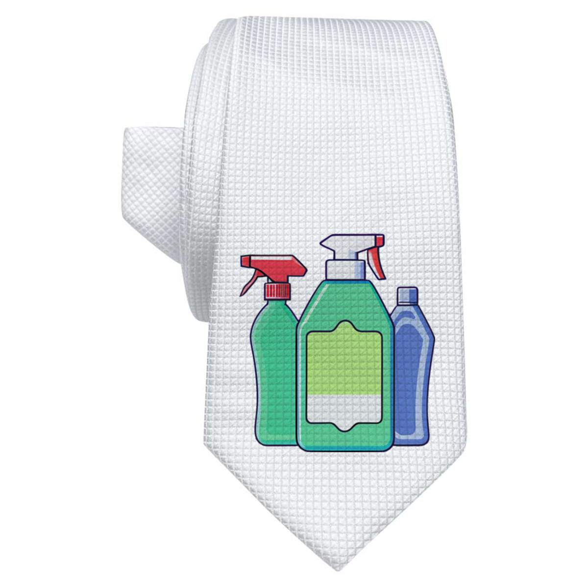 'Cleaning Products' White Tie / Necktie with Gift Box (AT00016659)