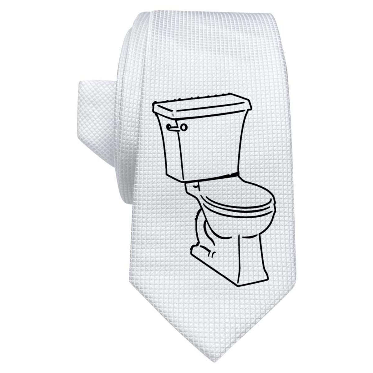 'Toilet & Cistern' White Tie / Necktie with Gift Box (AT00016972)