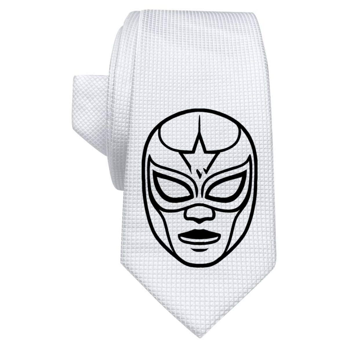 'Lucha Libre Mask' White Tie / Necktie with Gift Box (AT00017241)
