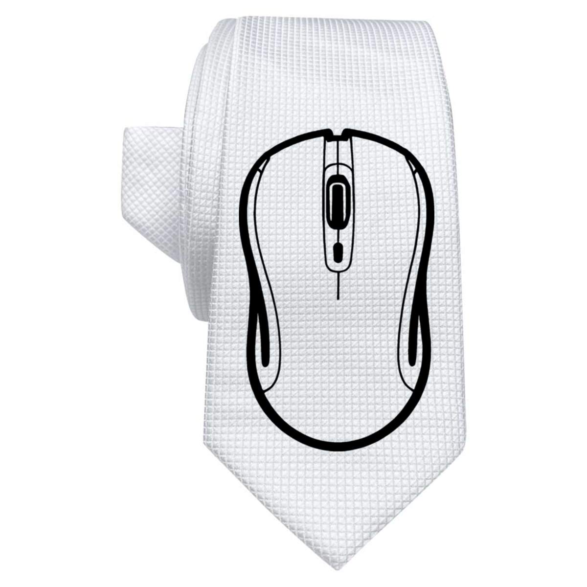 'Computer Mouse' White Tie / Necktie with Gift Box (AT00017398)