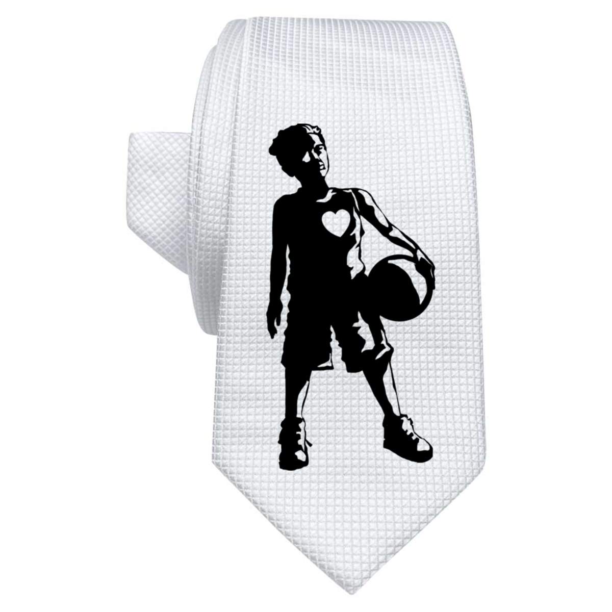 'Basket Ball Boy' White Tie / Necktie with Gift Box (AT00017465)