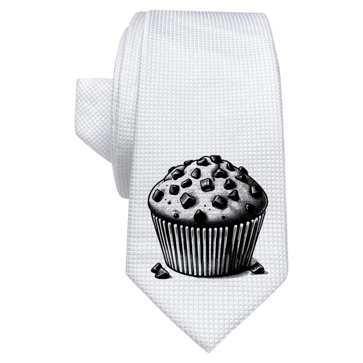 'Chocolate Chip Muffin' White Tie / Necktie with Gift Box (AT00017650)