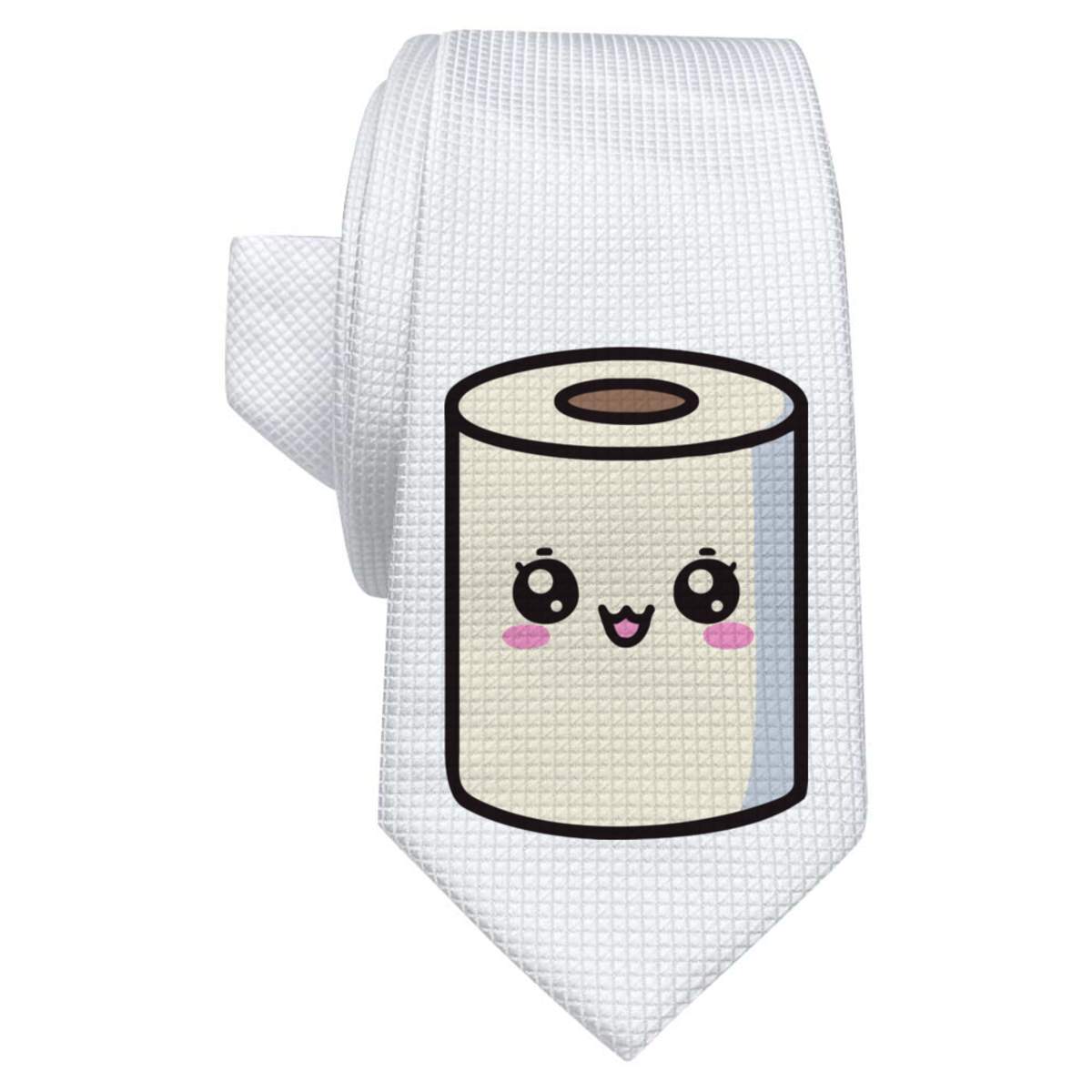 'Kawaii Toilet Roll' White Tie / Necktie with Gift Box (AT00017836)