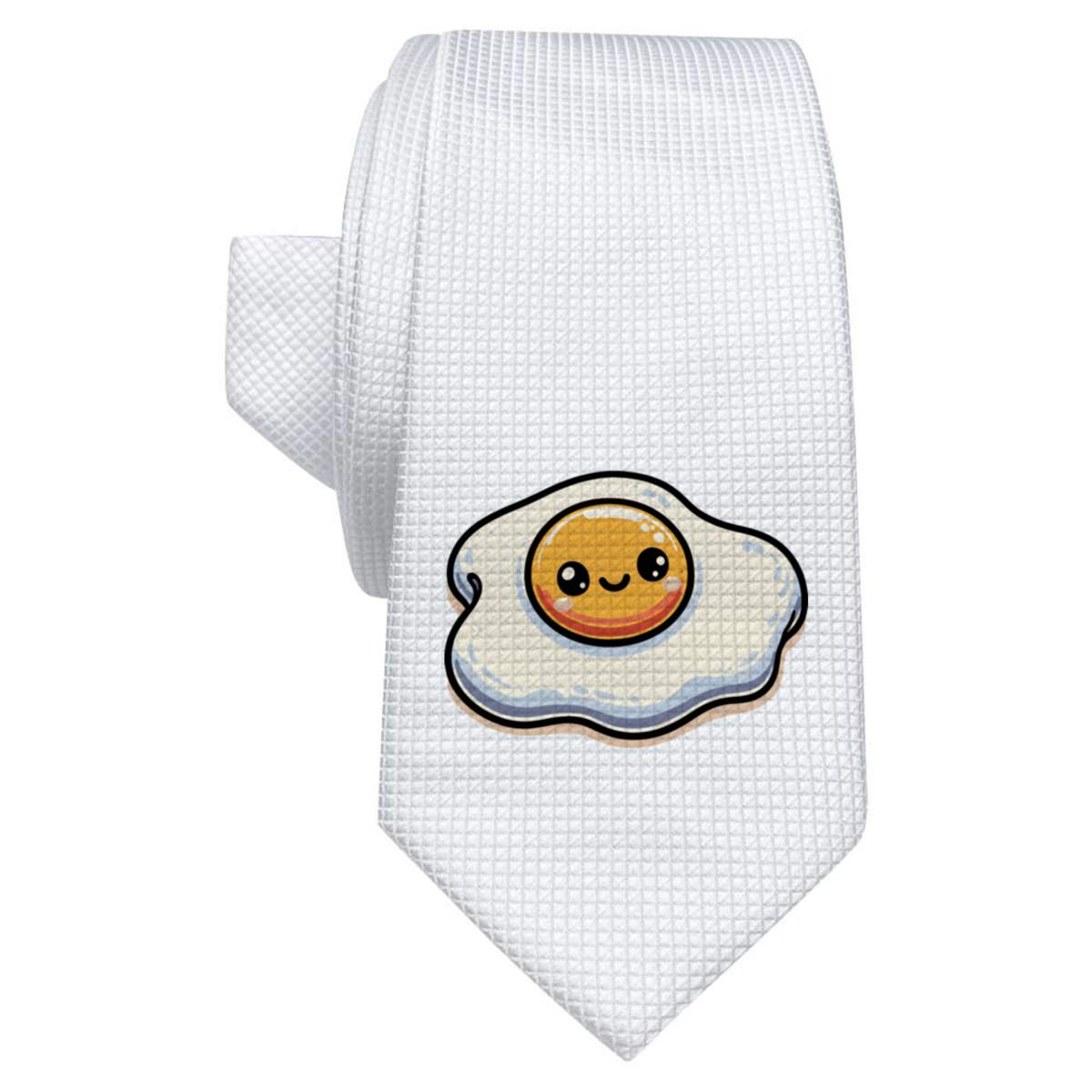 'Kawaii Fried Egg' White Tie / Necktie with Gift Box (AT00017849)
