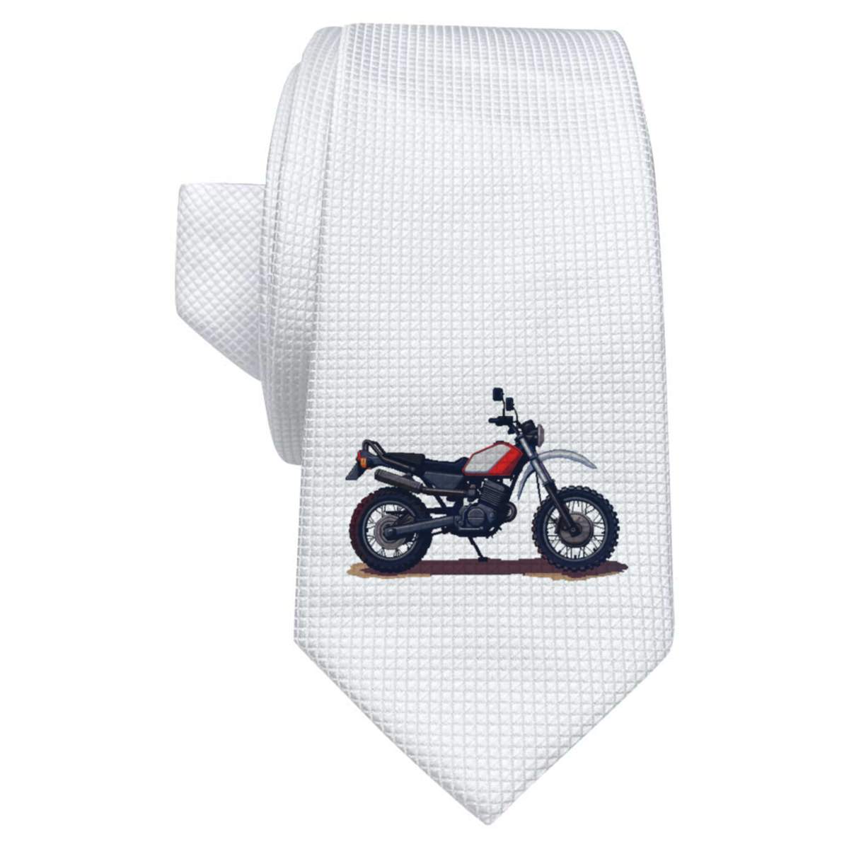 'Dirt Bike Pixel Art' White Tie / Necktie with Gift Box (AT00018033)