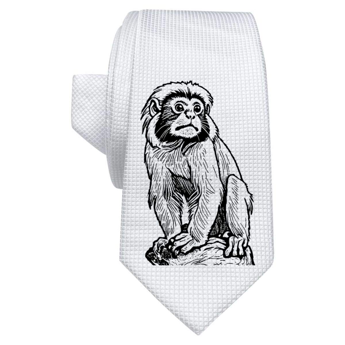 'Golden Lion Tamarin' White Tie / Necktie with Gift Box (AT00018170)