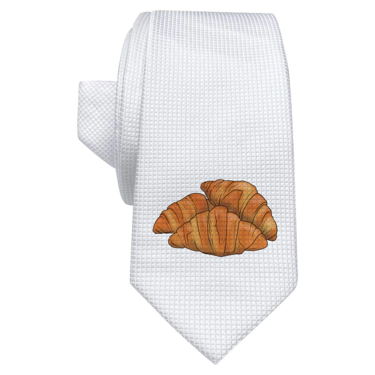 'Croissant Pastries' White Tie / Necktie with Gift Box (AT00018378)