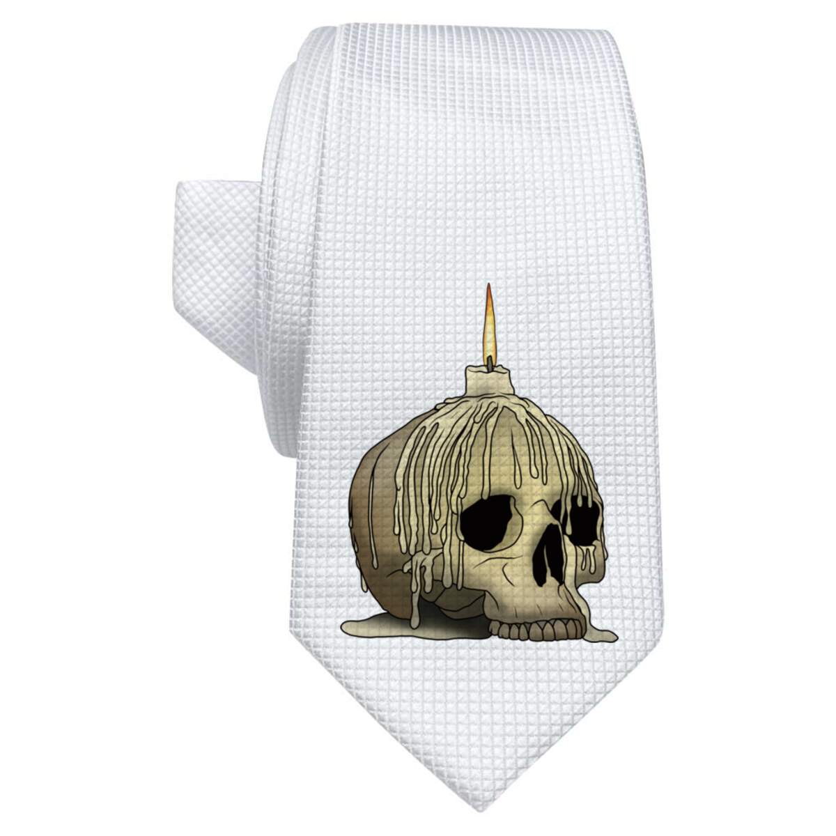 'Skull Candle' White Tie / Necktie with Gift Box (AT00018498)