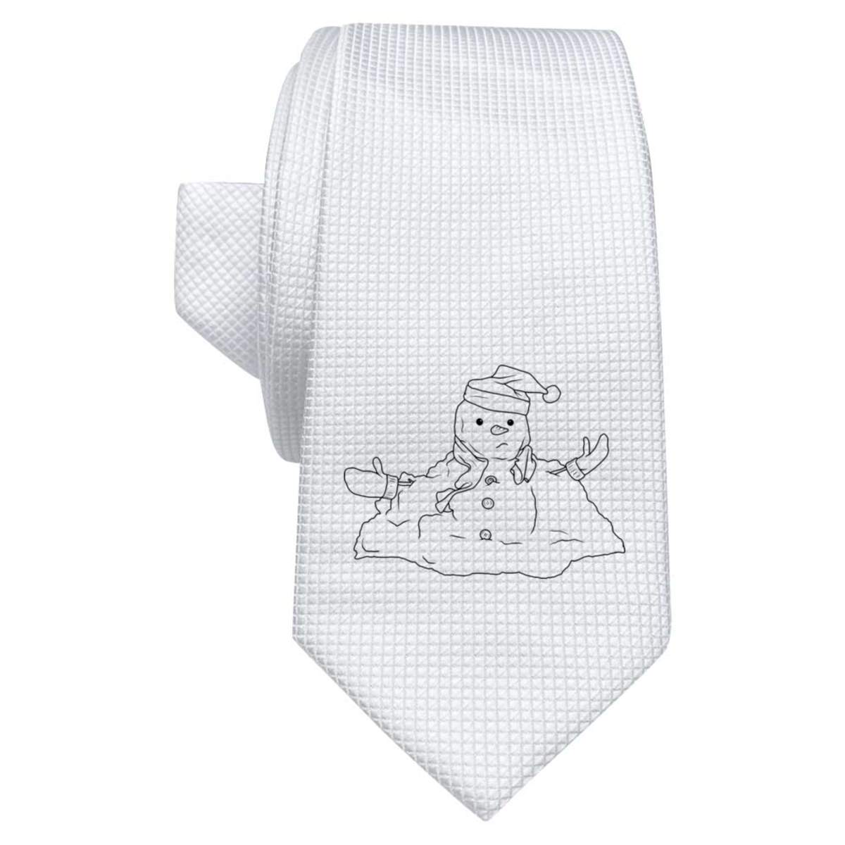 'Melting Snowman' White Tie / Necktie with Gift Box (AT00018598)